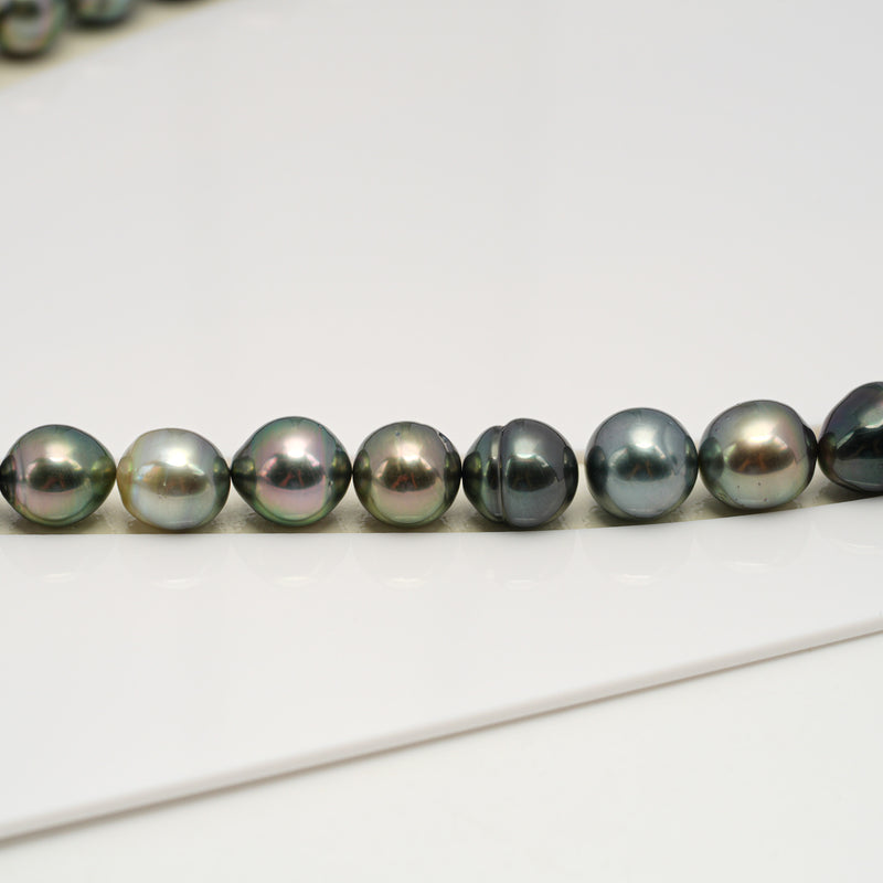 42pcs "High Luster" Green Mix 8-11mm - CL/SB AAA/AA Quality Tahitian Pearl Necklace NL1614 HL3