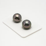 2pcs "High Luster" Peacock 12.4-12.5mm - RSR AAA Quality Tahitian Pearl Pair ER1466