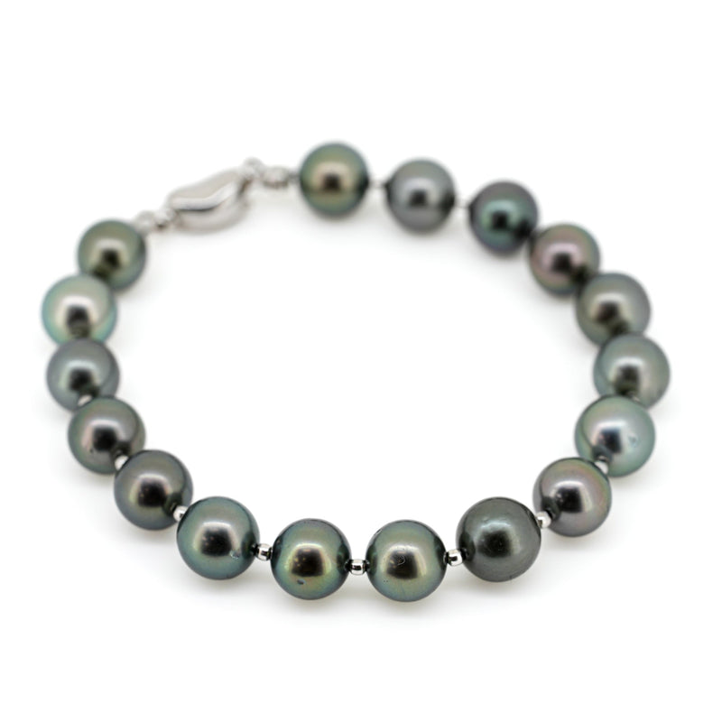 Elegant 7.1-Inch Multicolor 8mm Tahitian Pearl Bracelet in 925 Silver. ref:SHM402 A89