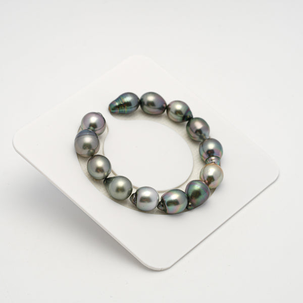 13pcs Green 11-12mm - SB AAA/AA Quality Tahitian Pearl Bracelet BR2168 THMIX3