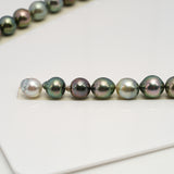 42pcs "High Luster" Green Mix 8-11mm - CL/SB AAA/AA Quality Tahitian Pearl Necklace NL1614 HL3