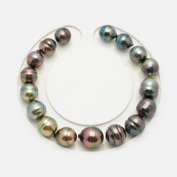 17pcs "High Luster" Multicolor 8-11mm - CL AAA Quality Tahitian Pearl Bracelet BR2028 OR7