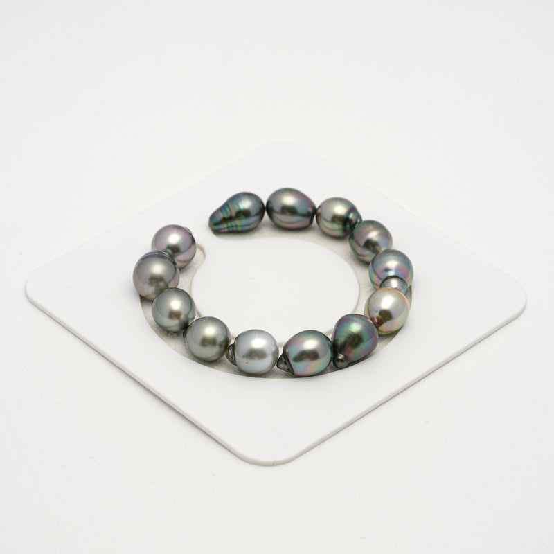 13pcs Green 11-12mm - SB AAA/AA Quality Tahitian Pearl Bracelet BR2168 THMIX3