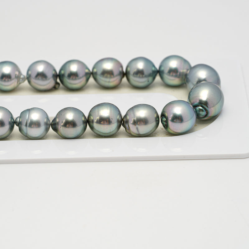 42pcs "High Luster" Light Blue 8-12mm - SB AAA Quality Tahitian Pearl Necklace NL1621 HL3