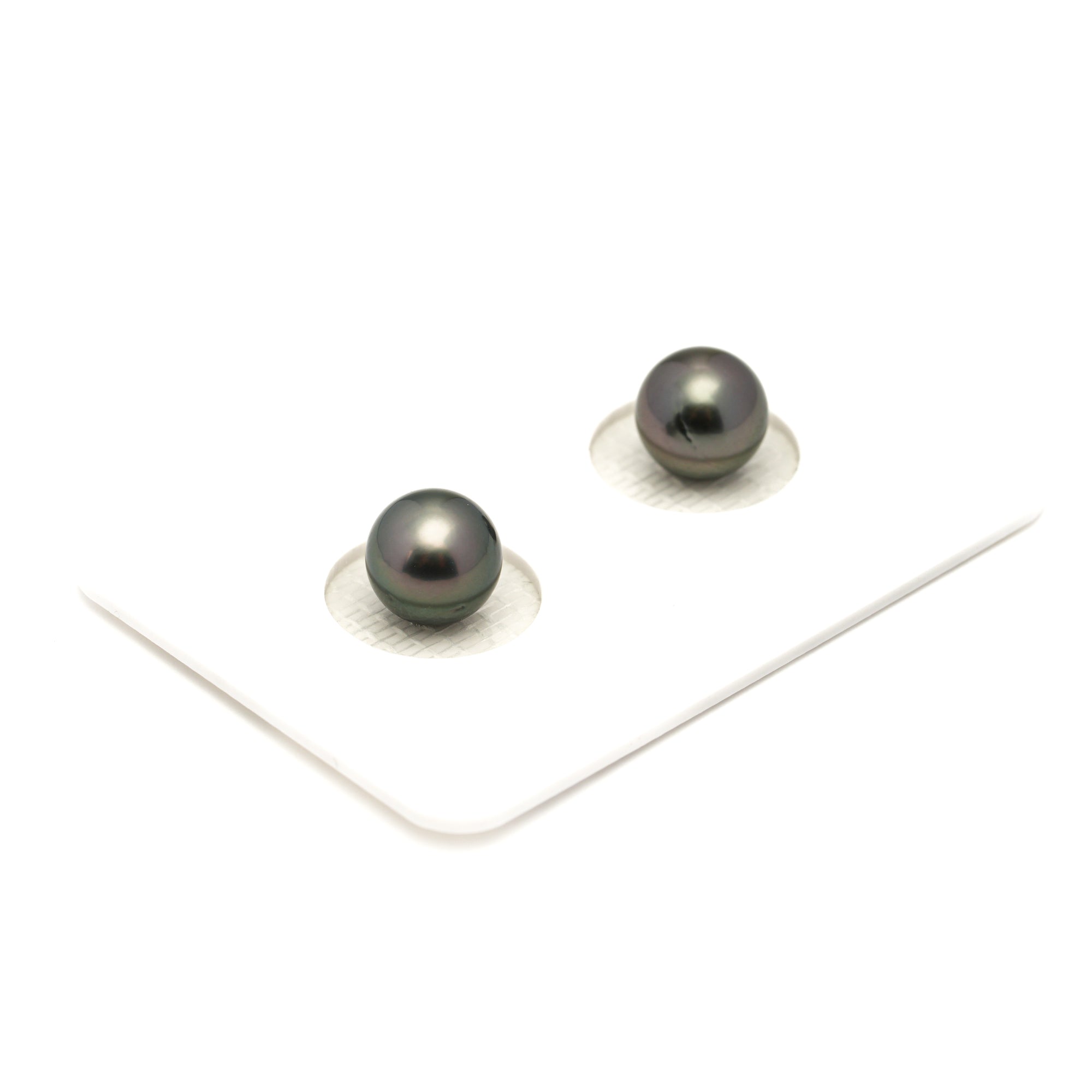 2pcs "High Luster" Green 7.7mm - SR AAA/AA Quality Tahitian Pearl Pair ER1899 LP1