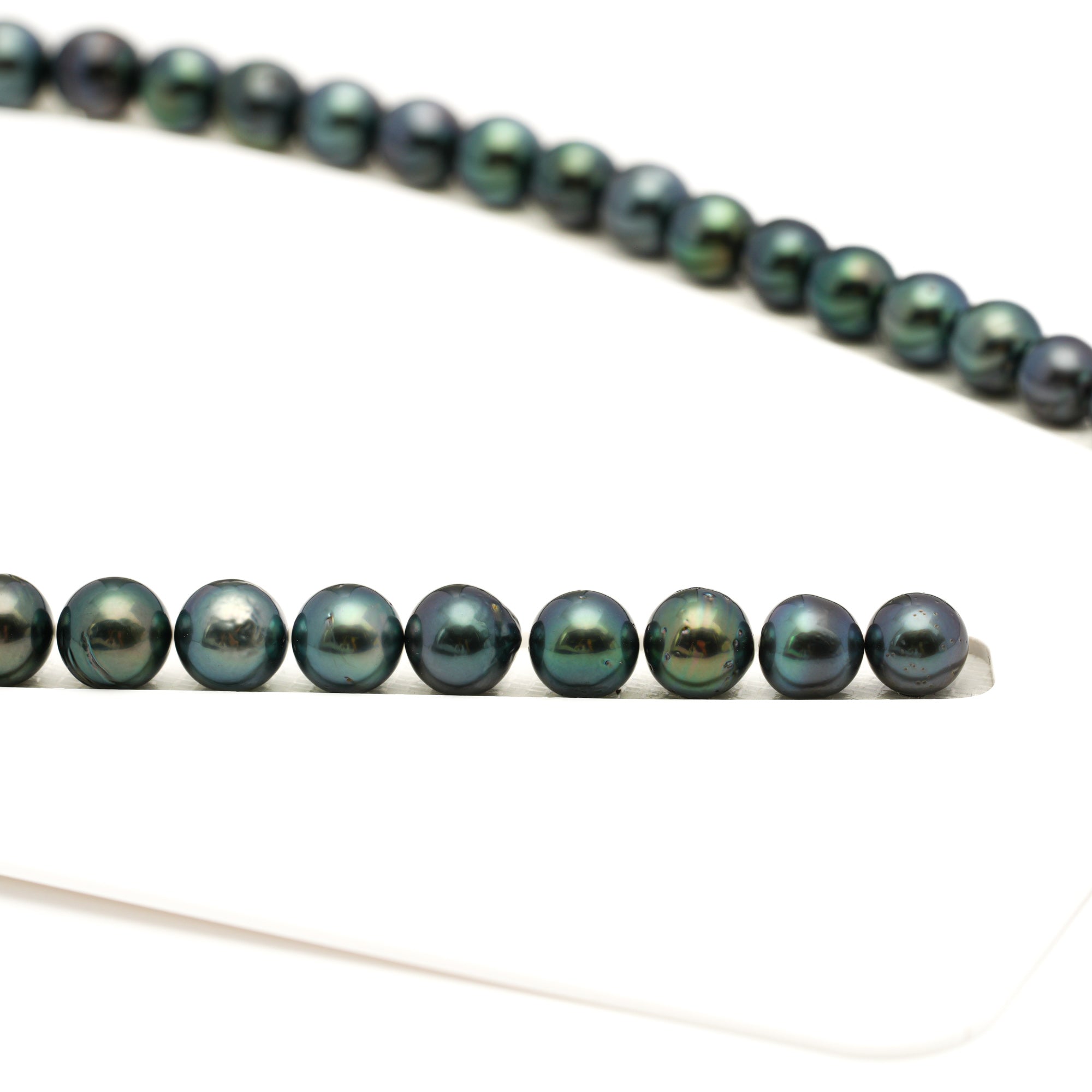 48pcs "High Luster" Green Mix 7-10mm - SR/NR AAA/AA Quality Tahitian Pearl Necklace NL1792 LP2