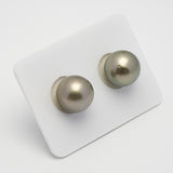 2pcs Light Green 12mm - RSR AAA Quality Tahitian Pearl Pair ER1490