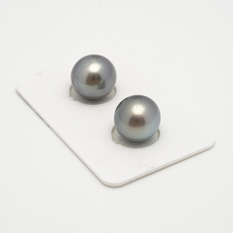 2pcs Gray 12mm - SR AAA Quality Tahitian Pearl Pair ER1550 A101