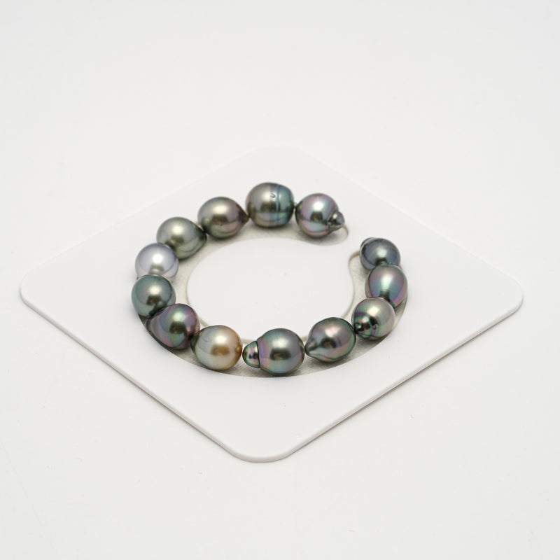 13pcs Green 11-12mm - SB AAA/AA Quality Tahitian Pearl Bracelet BR2168 THMIX3