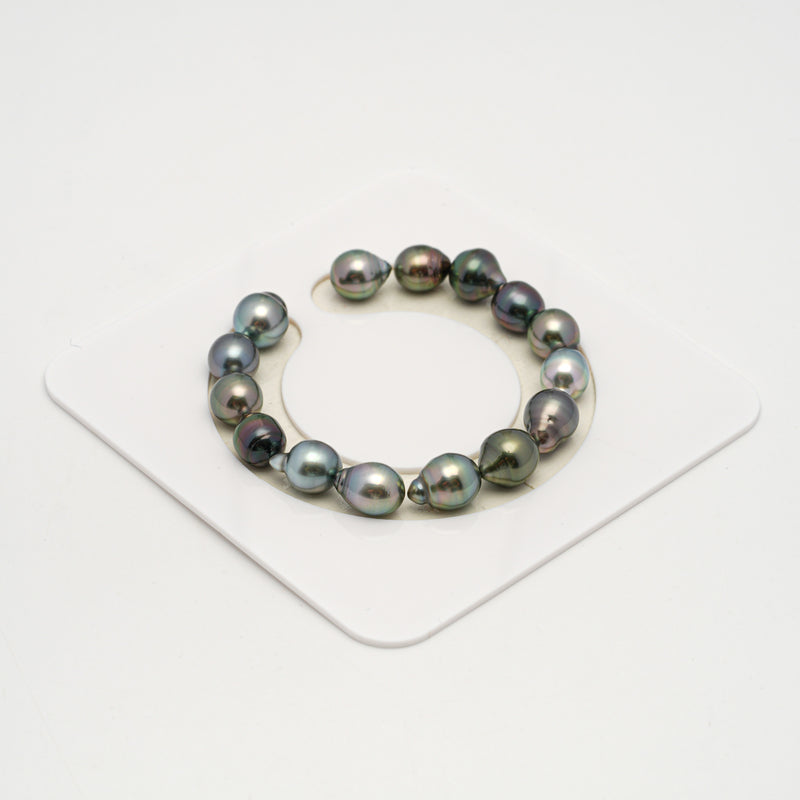 15pcs "High Luster" Multicolor 9-10mm - SB AAA/AA Quality Tahitian Pearl Bracelet BR2199 HL3