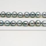 42pcs "High Luster" Light Blue 8-12mm - SB AAA Quality Tahitian Pearl Necklace NL1621 HL3