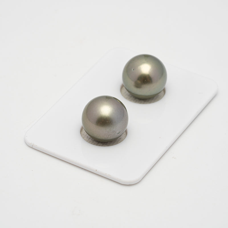 2pcs Light Green 12mm - RSR AAA Quality Tahitian Pearl Pair ER1490