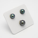 3pcs Blue Green 9.2-10.9mm - RSR AAA Quality Tahitian Pearl Trio Set ER1463