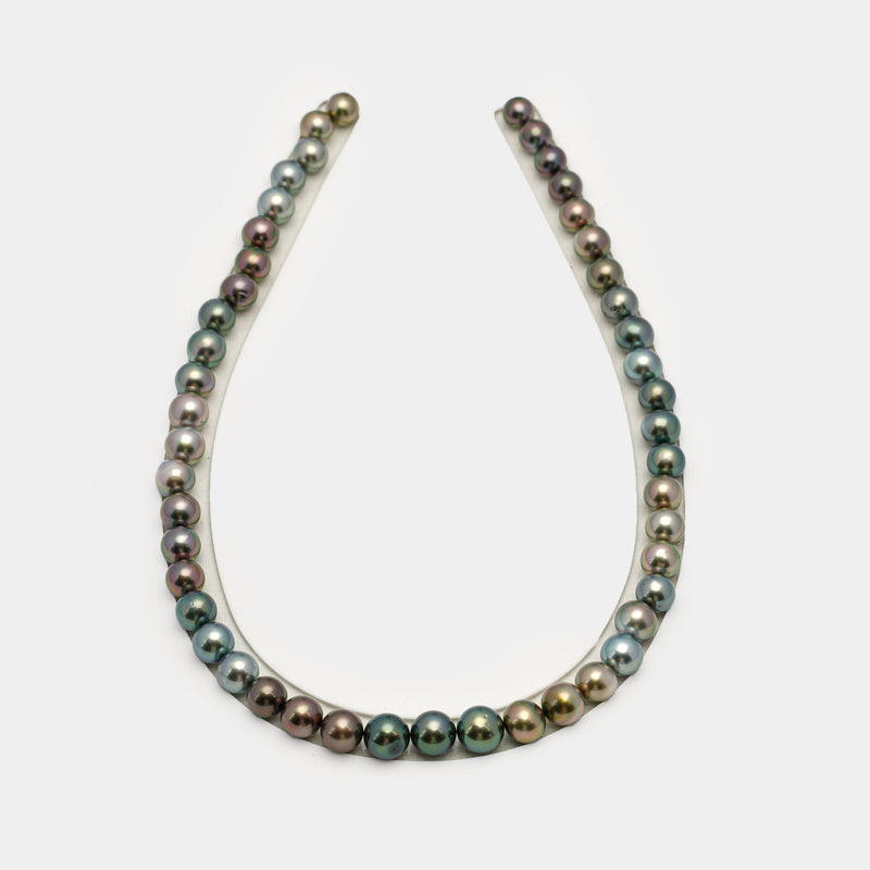 48pcs "High Luster" Multicolor 8-10mm - SR/NR AAA/AA Quality Tahitian Pearl Necklace NL1568 OR10