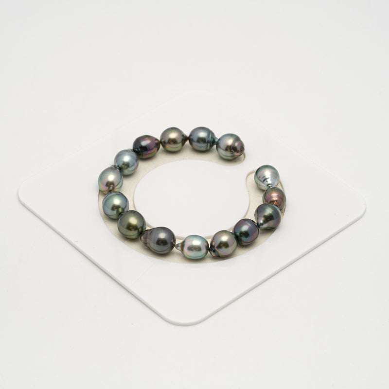 15pcs "High Luster" Multicolor 9-10mm - SB AAA/AA Quality Tahitian Pearl Bracelet BR2199 HL3