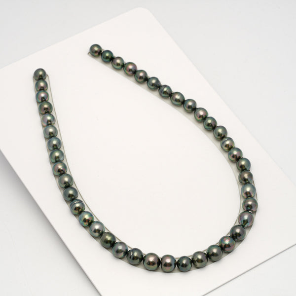 43pcs "High Luster" Peacock Mix 9-11mm - SB AAA/AA Quality Tahitian Pearl Necklace NL1615 HL3