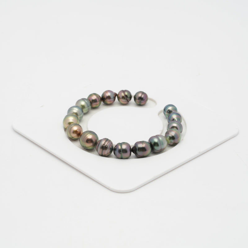 17pcs "High Luster" Multicolor 8-11mm - CL AAA Quality Tahitian Pearl Bracelet BR2028 OR7
