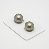 2pcs Light Green 12mm - RSR AAA Quality Tahitian Pearl Pair ER1490