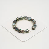 15pcs "High Luster" Multicolor 9-10mm - SB AAA/AA Quality Tahitian Pearl Bracelet BR2199 HL3