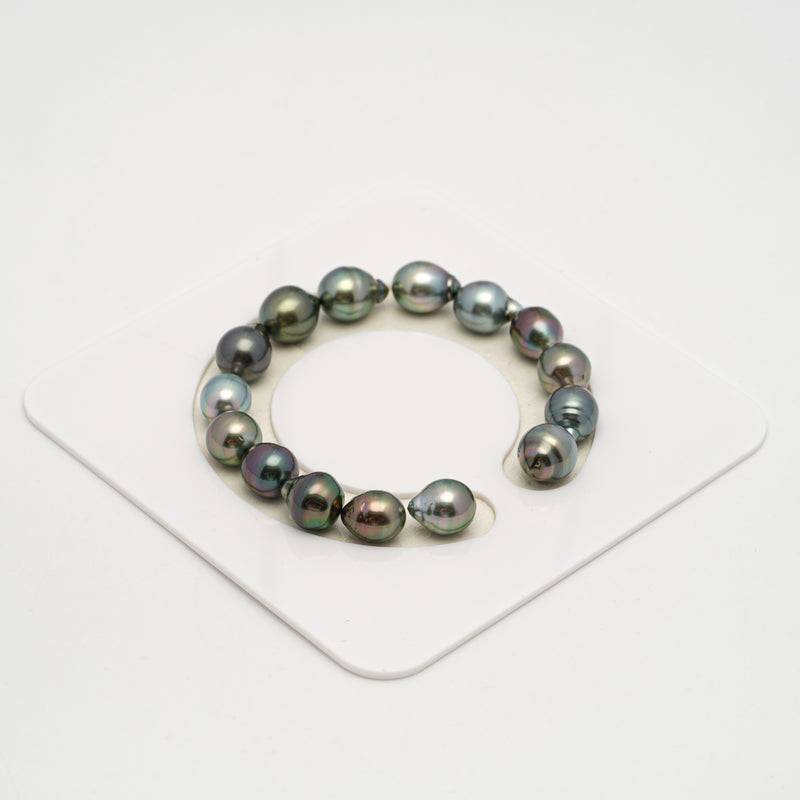 15pcs "High Luster" Multicolor 9-10mm - SB AAA/AA Quality Tahitian Pearl Bracelet BR2199 HL3