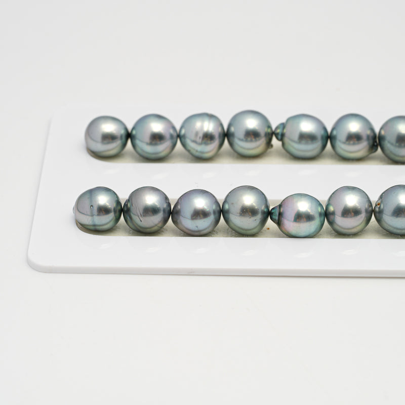 42pcs "High Luster" Light Blue 8-12mm - SB AAA Quality Tahitian Pearl Necklace NL1621 HL3