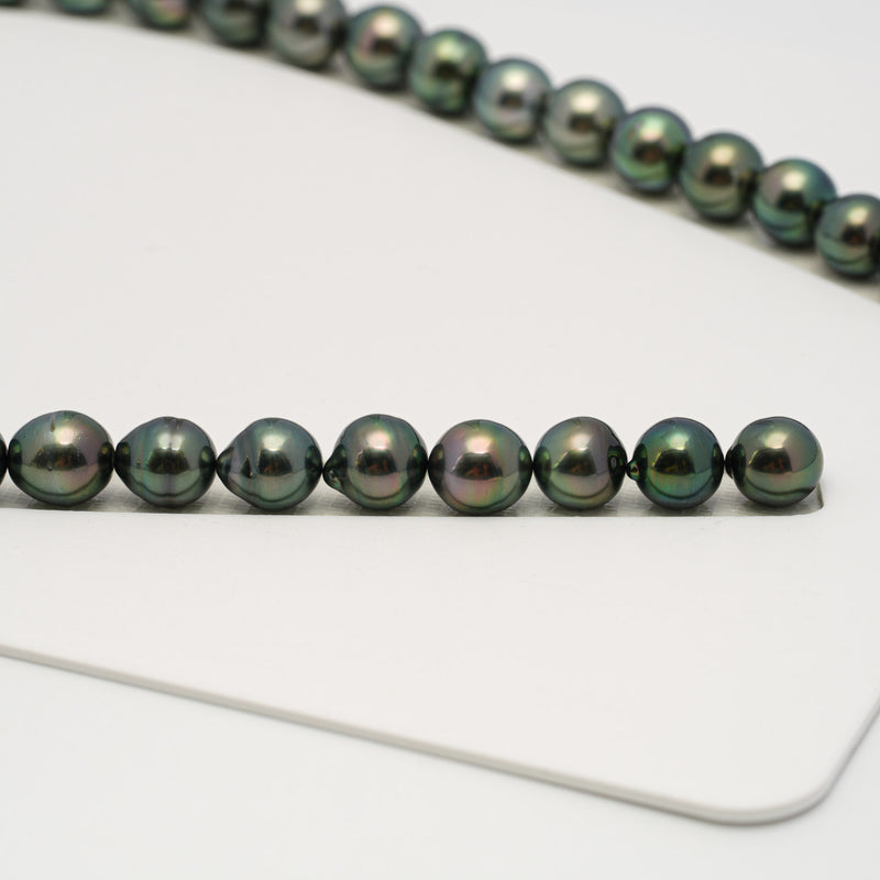 43pcs "High Luster" Peacock Mix 9-11mm - SB AAA/AA Quality Tahitian Pearl Necklace NL1615 HL3