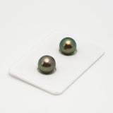 2pcs "High Luster" Peacock 9.9-10mm - RSR AAA/AA Quality Tahitian Pearl Pair ER1467