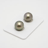 2pcs Light Green 12mm - RSR AAA Quality Tahitian Pearl Pair ER1490