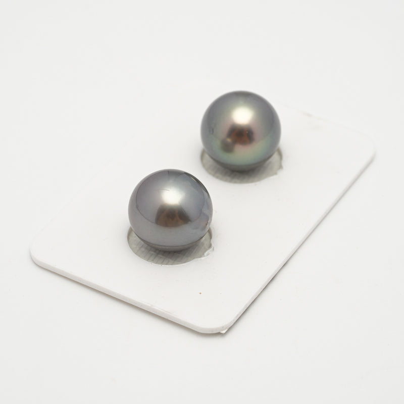 2pcs Gray 12mm - SR AAA Quality Tahitian Pearl Pair ER1550 A101