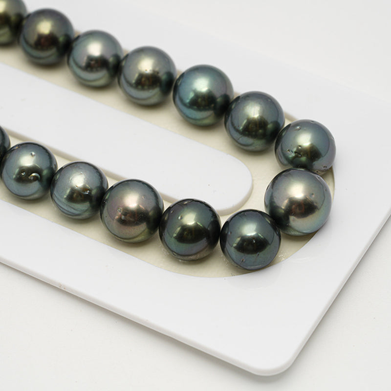 46pcs Blue Green 8-11mm - RSR AA/AAA Quality Tahitian Pearl Necklace NL1542 THMIX3