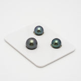 3pcs Blue Green 9.2-10.9mm - RSR AAA Quality Tahitian Pearl Trio Set ER1463