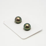 2pcs "High Luster" Peacock 9.9-10mm - RSR AAA/AA Quality Tahitian Pearl Pair ER1467