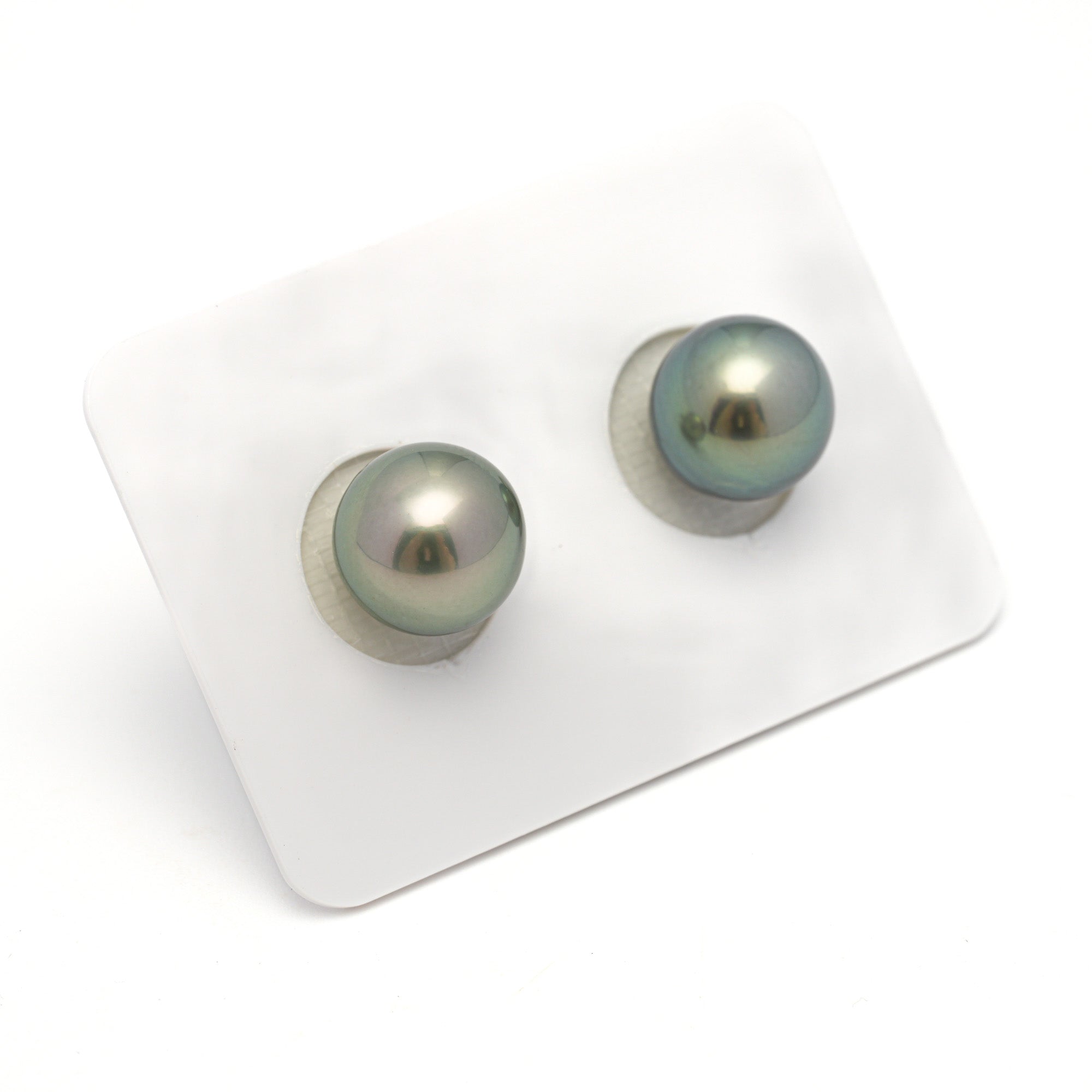 2pcs Blue Green 10.4-10.6mm - SR/NR AAA/AA Quality Tahitian Pearl Pair ER1688 OR11