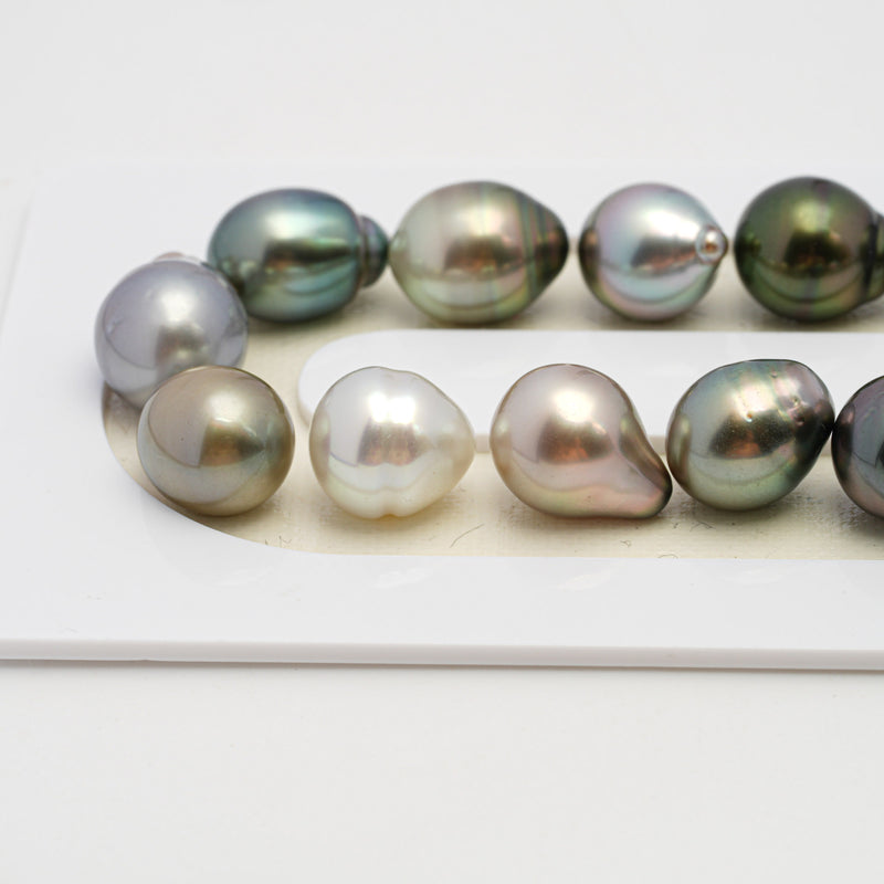 36pcs "High Luster" Multicolor 9-11mm - SB AAA/AA Quality Tahitian Pearl Necklace NL1491 THMIX2