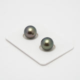 2pcs "High Luster" Green 10.2-10.3mm - RSR AAA/AA Quality Tahitian Pearl Pair ER1429