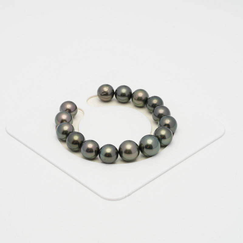 15pcs Dark Green 11-12mm - RSR AAA/AA Quality Tahitian Pearl Bracelet BR2102 CMP1