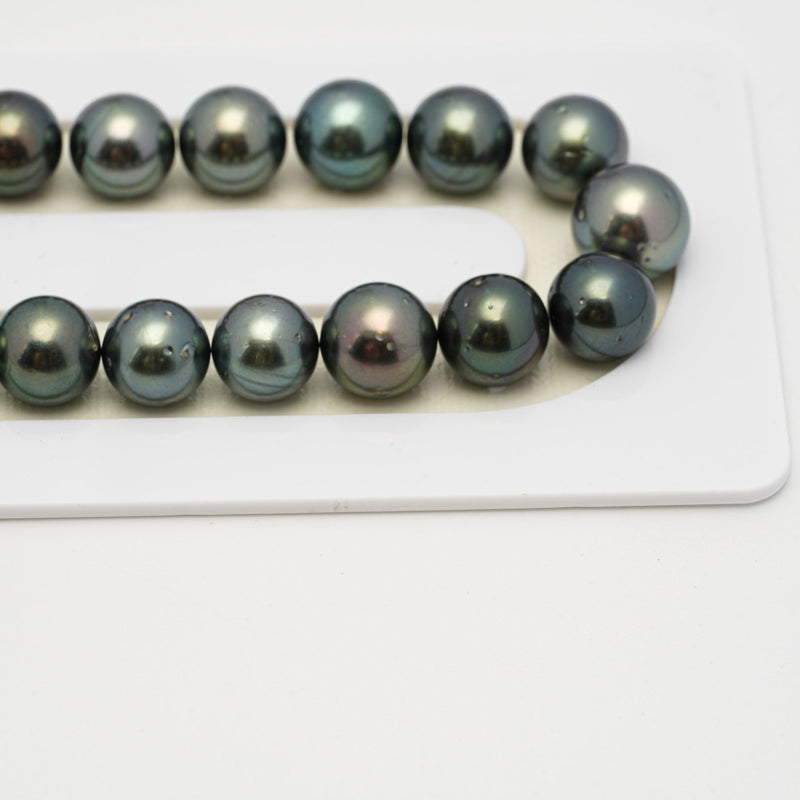 46pcs Blue Green 8-11mm - RSR AA/AAA Quality Tahitian Pearl Necklace NL1542 THMIX3