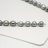 34pcs "High Luster" Silver Mix 9-11mm - SB AAA Quality Tahitian Pearl Necklace NL1602 HL3