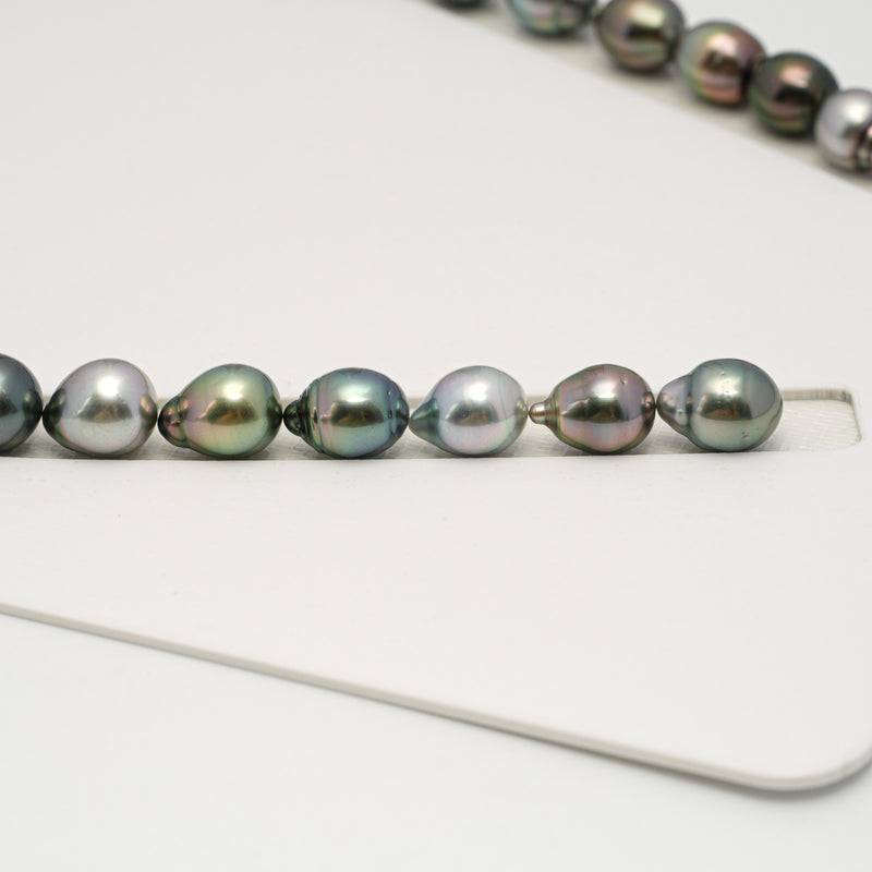 36pcs "High Luster" Multicolor 8-10mm - SB/DR AAA/AA Quality Tahitian Pearl Necklace NL1634 HL3