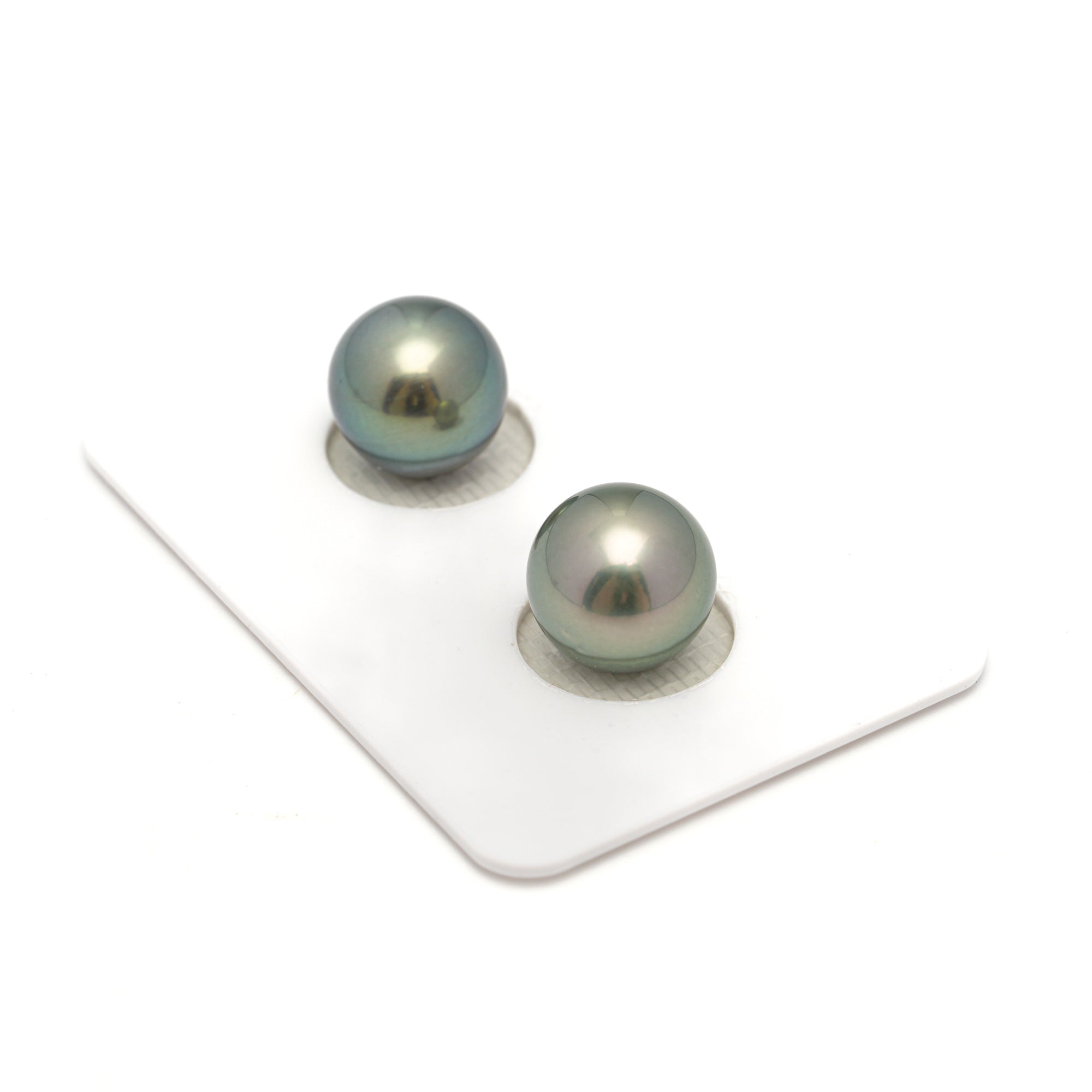 2pcs Blue Green 10.4-10.6mm - SR/NR AAA/AA Quality Tahitian Pearl Pair ER1688 OR11