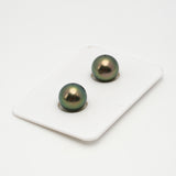 2pcs "High Luster" Peacock 9.9-10mm - RSR AAA/AA Quality Tahitian Pearl Pair ER1467