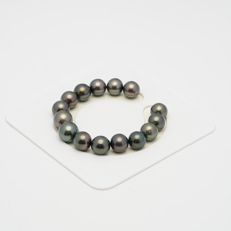 15pcs Dark Green 11-12mm - RSR AAA/AA Quality Tahitian Pearl Bracelet BR2102 CMP1