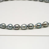 34pcs "High Luster" Silver Mix 9-11mm - SB AAA Quality Tahitian Pearl Necklace NL1602 HL3