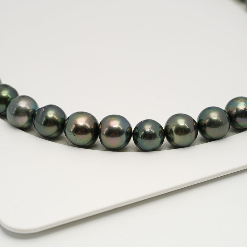 43pcs "High Luster" Peacock Mix 9-11mm - SB AAA/AA Quality Tahitian Pearl Necklace NL1615 HL3