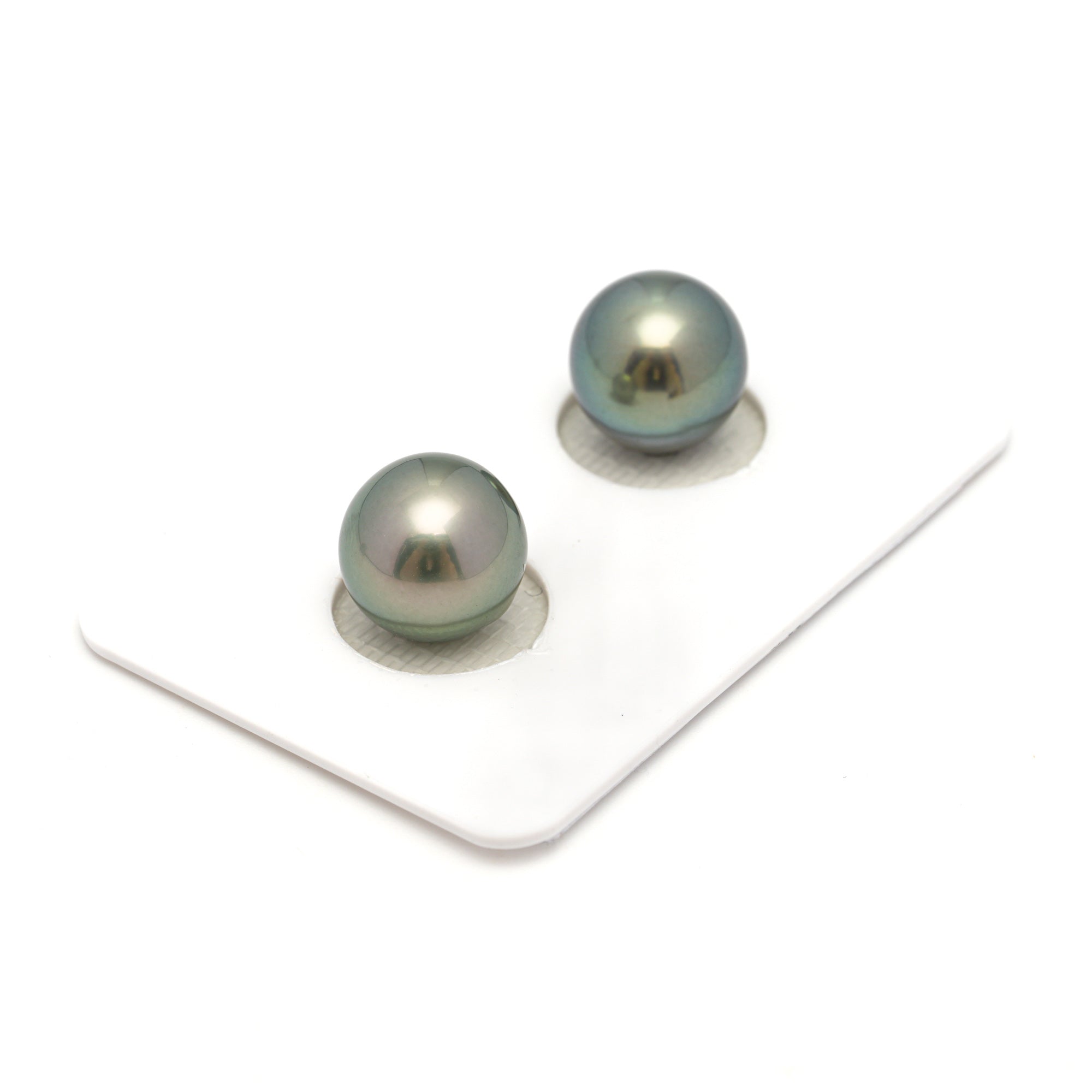 2pcs Blue Green 10.4-10.6mm - SR/NR AAA/AA Quality Tahitian Pearl Pair ER1688 OR11