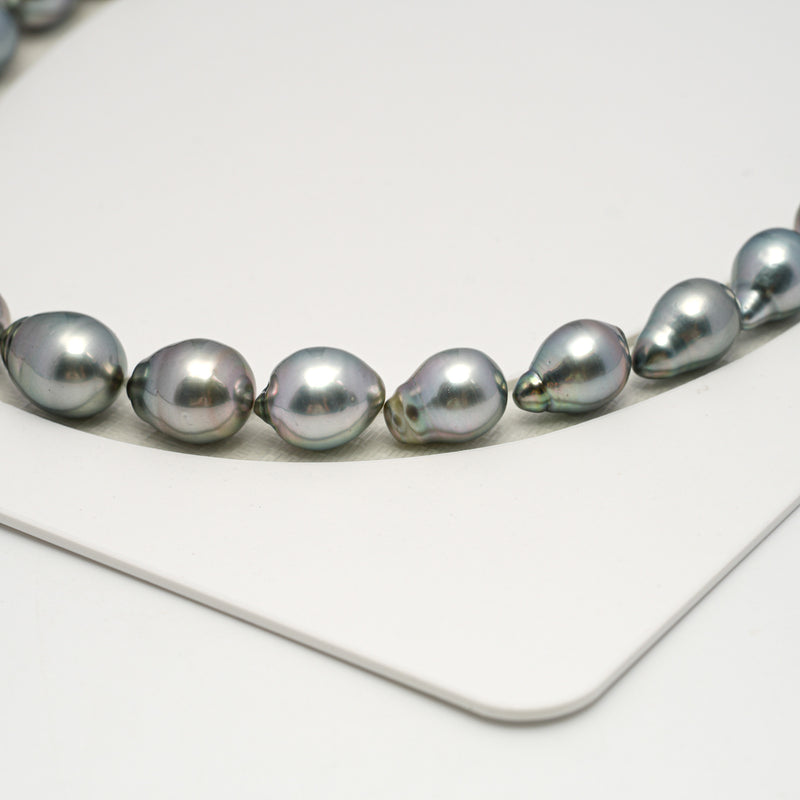 34pcs "High Luster" Silver Mix 9-11mm - SB AAA Quality Tahitian Pearl Necklace NL1602 HL3