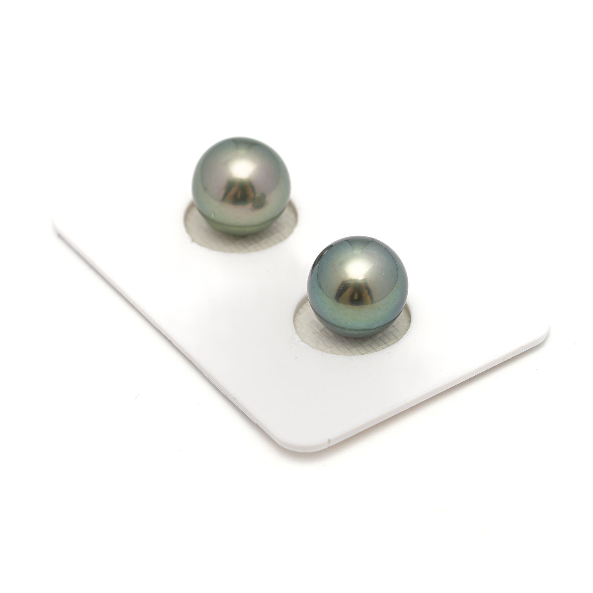 2pcs Blue Green 10.4-10.6mm - SR/NR AAA/AA Quality Tahitian Pearl Pair ER1688 OR11