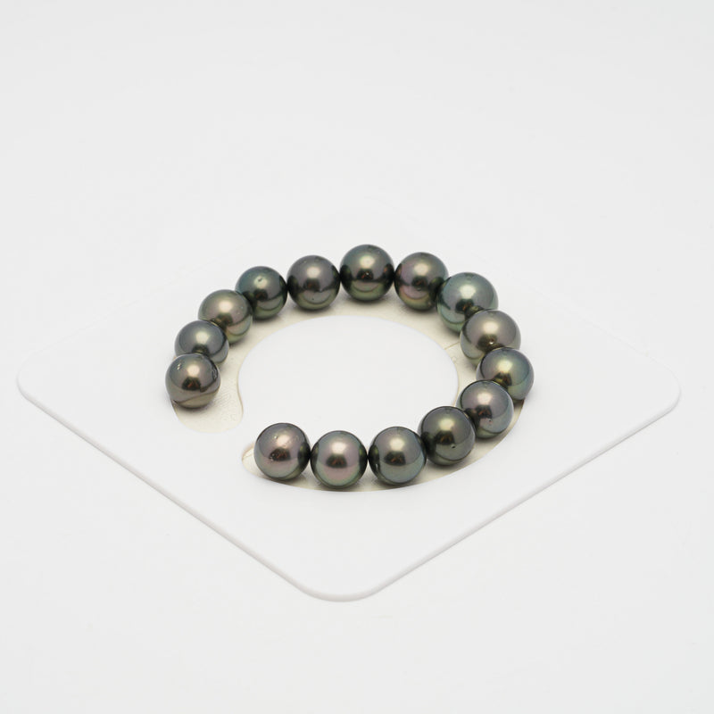 15pcs Dark Green 11-12mm - RSR AAA/AA Quality Tahitian Pearl Bracelet BR2102 CMP1