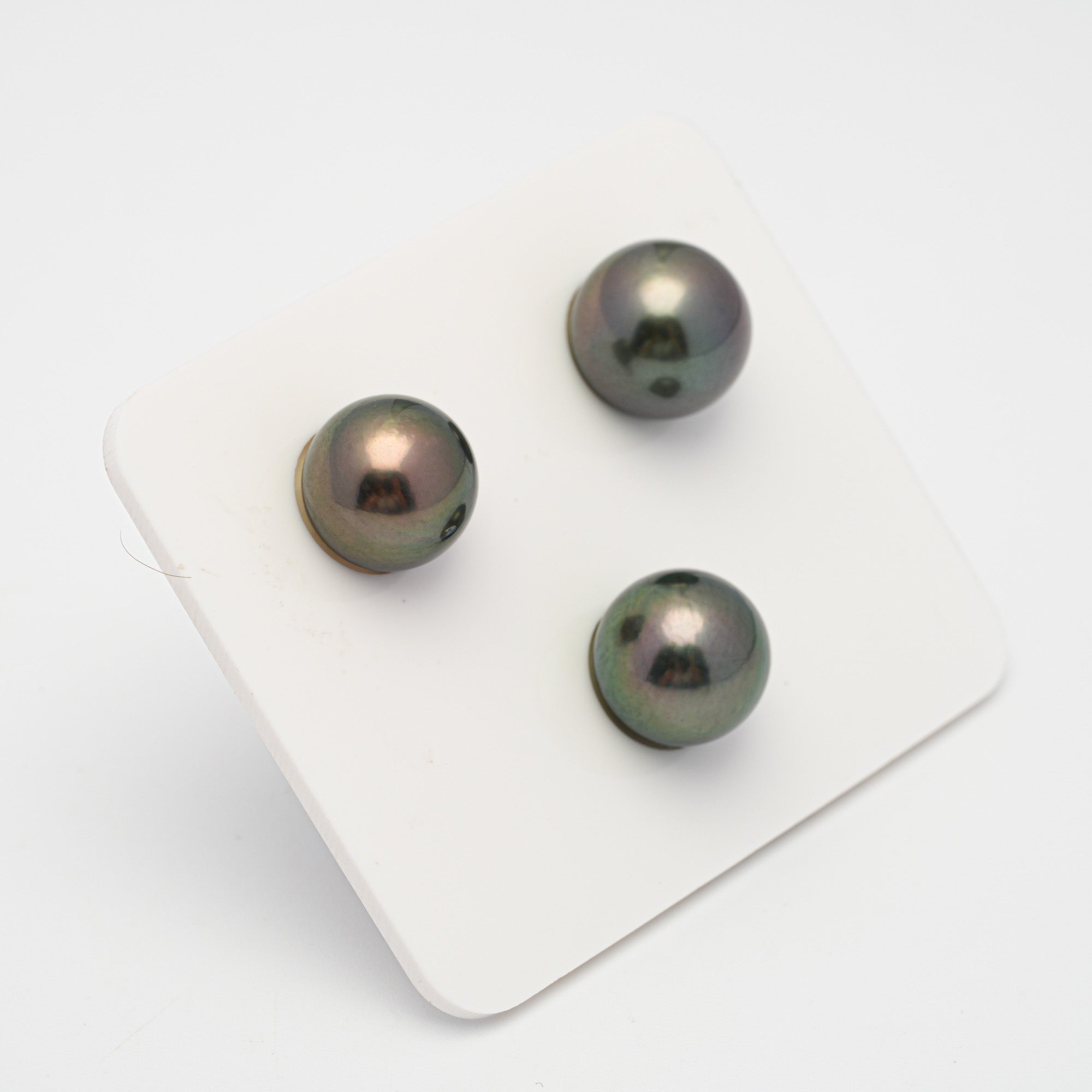 3pcs Dark Green 11.1-11.8mm - RSR AAA/AA Quality Tahitian Pearl Trio Set ER1464 THMIX1