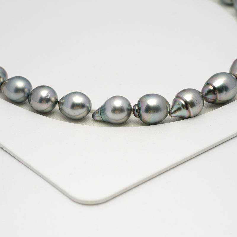 34pcs "High Luster" Silver Mix 9-11mm - SB AAA Quality Tahitian Pearl Necklace NL1602 HL3